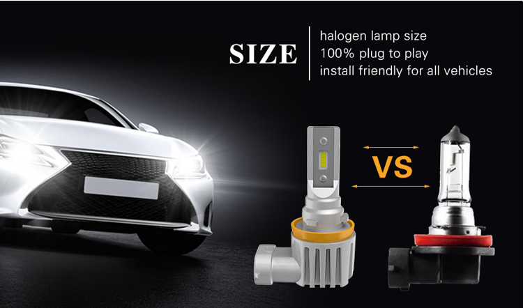 13w 4000 lumen led headlight bulbs size