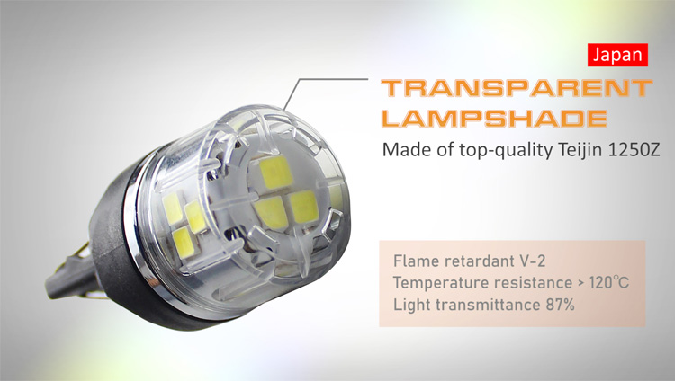 7443 brake light bulb: transparent lampshade