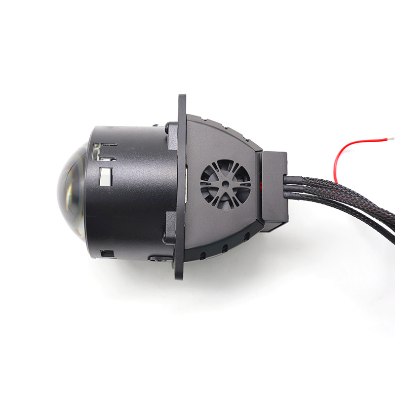 Automobile-specific dual-lens projector headlight with integrated high and low 