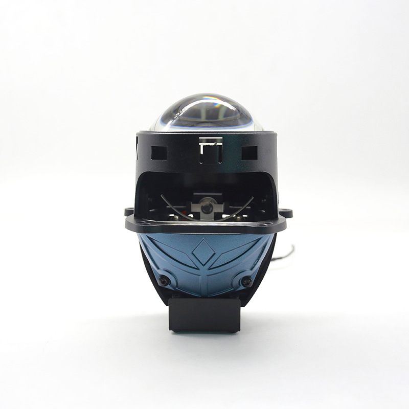 Automobile-specific dual-lens projector headlight with integrated high and low 