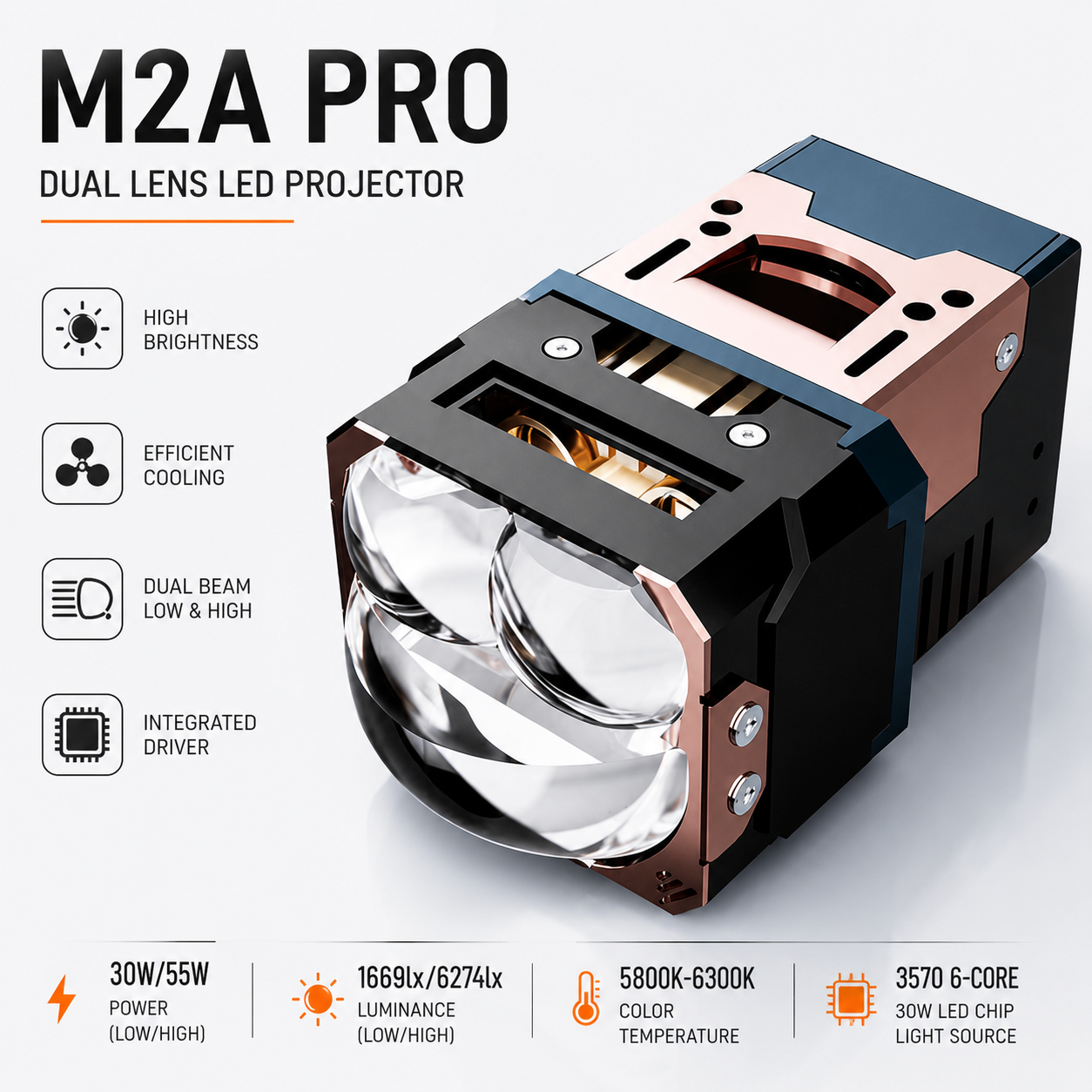 Matrix 1.5 inch Bi-led Projector New Car Headlight Upgrade